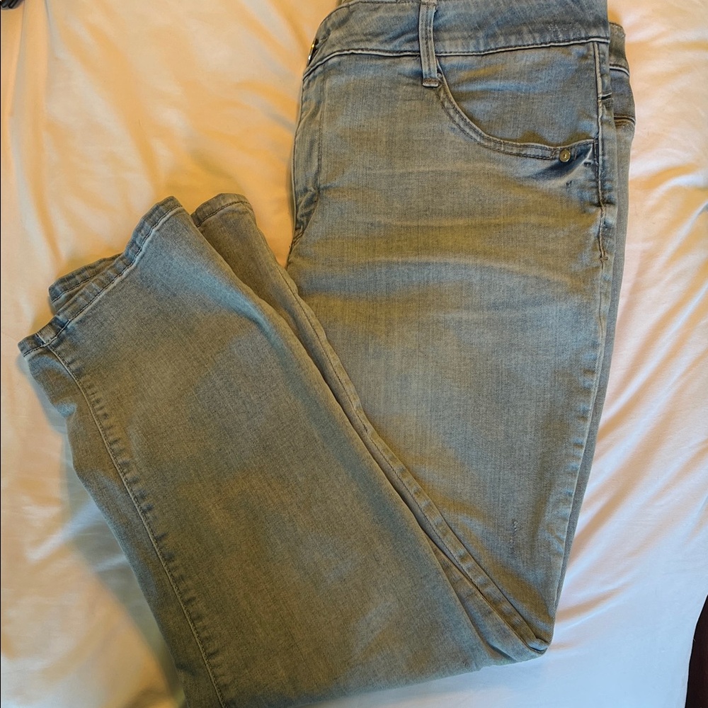 Democracy Ab-Solution Light Blue Distressed Crop Jeans, 18W